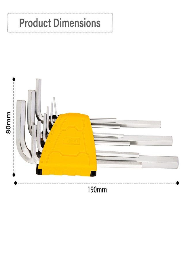 ديلي مجموعة مفاتيح سداسية طويلة ذات طرف مسطح من ديلي DL3590، مقاس 1.5-10 مم، مصنوعة من الكروم والفاناديوم، سطح مطلي بالكروم، مقاومة للتآكل، طول مقبض عادي، استخدامات متعددة (9 قطع، 1.5، 2، 2.5، 3، 4، 5، 6، 8، 10 مم، فضي). - Image 2